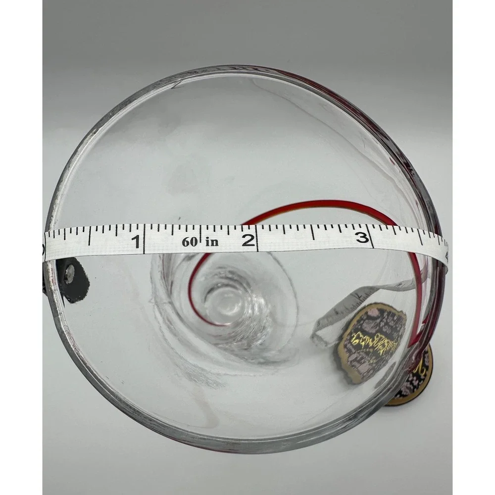 Pier 1 Hand Blown Art Glass Red Swirline Twisted Vase Clear Red Asymmetrical